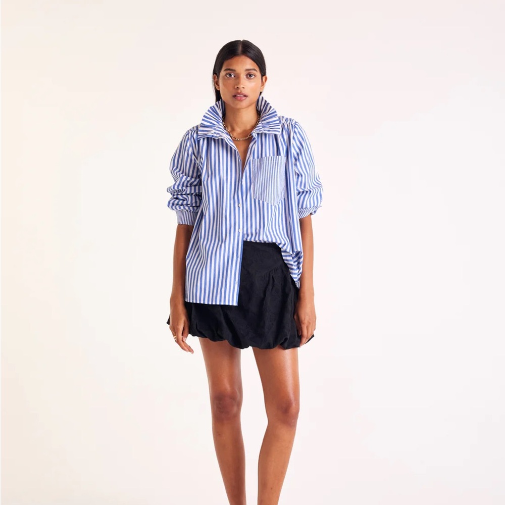 Balzac Striped Ruffle Leonor Shirt Button Down